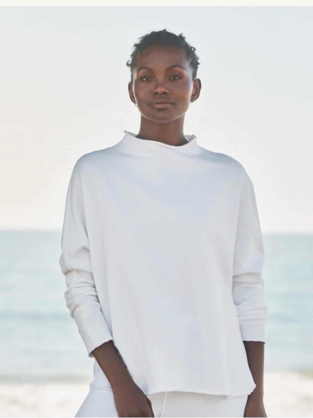 Frank & Eileen White EFFIE Long-Sleeve Funnel Neck Capelet Size Medium